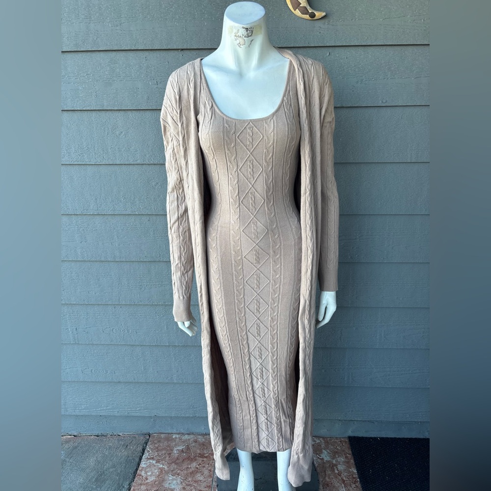 Hera Collection Beige Long Sleeve Knit Dress Set - Picture 2 of 5